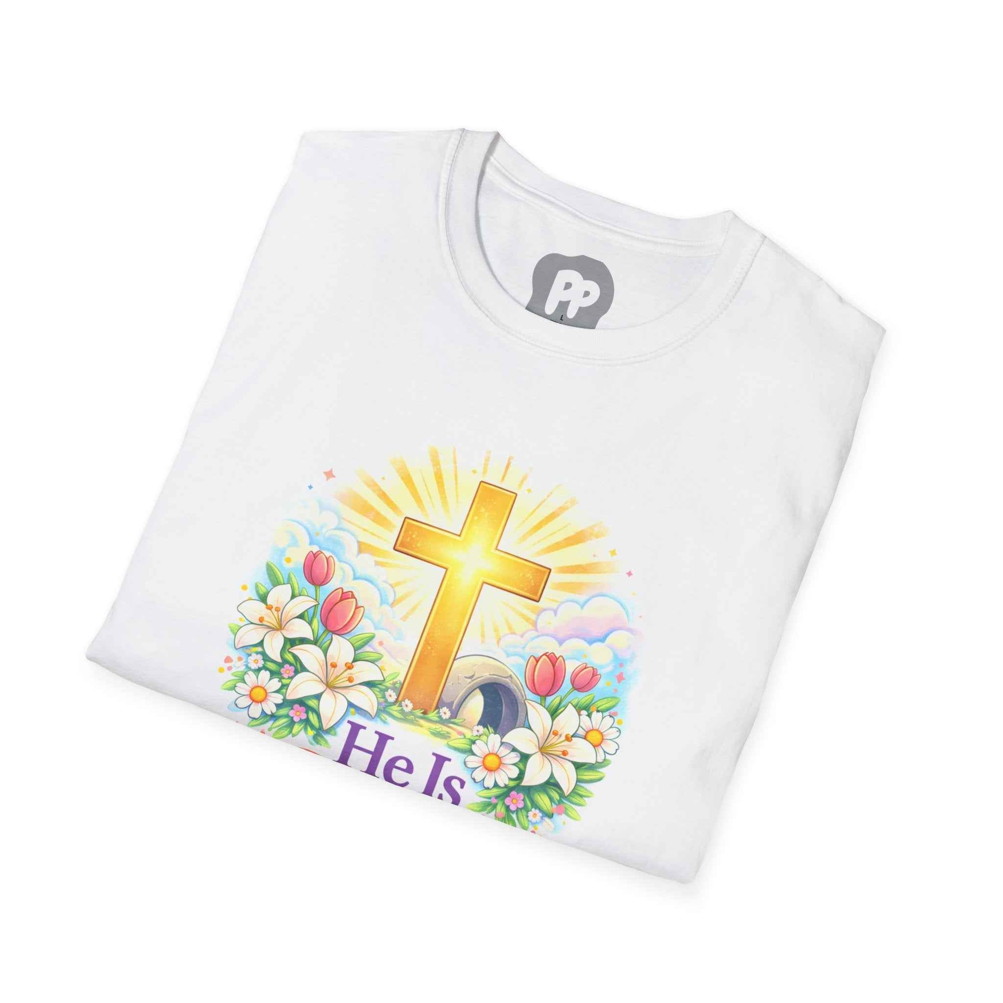 He Is Risen Cross Floral T-Shirt | Easter resurrection shirt