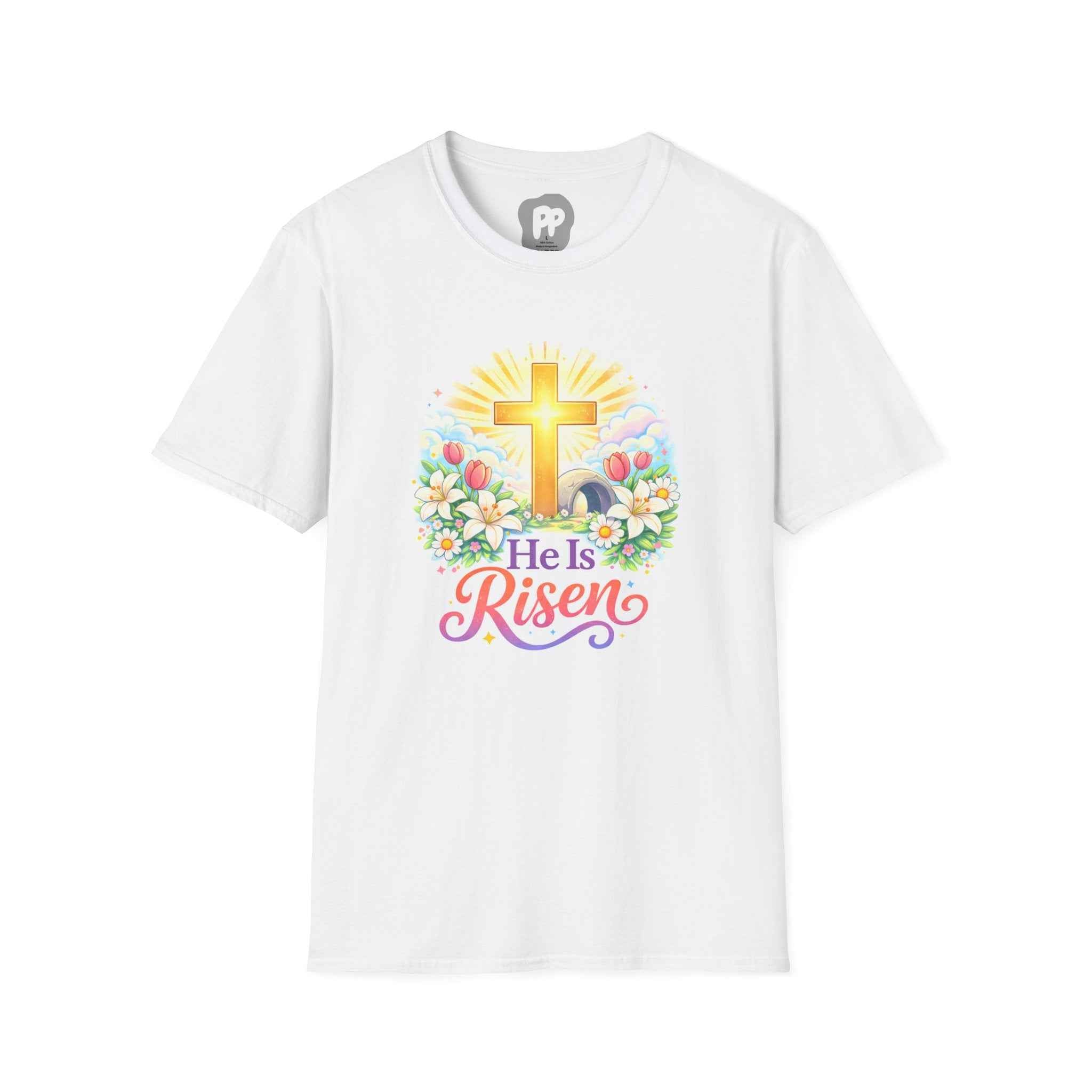 He Is Risen Cross Floral T-Shirt | Easter resurrection shirt