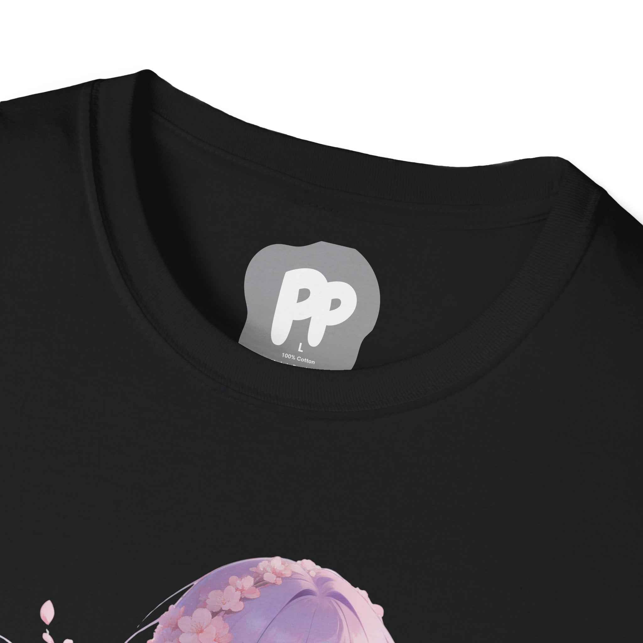 Anime Girl Floral Portrait T-Shirt