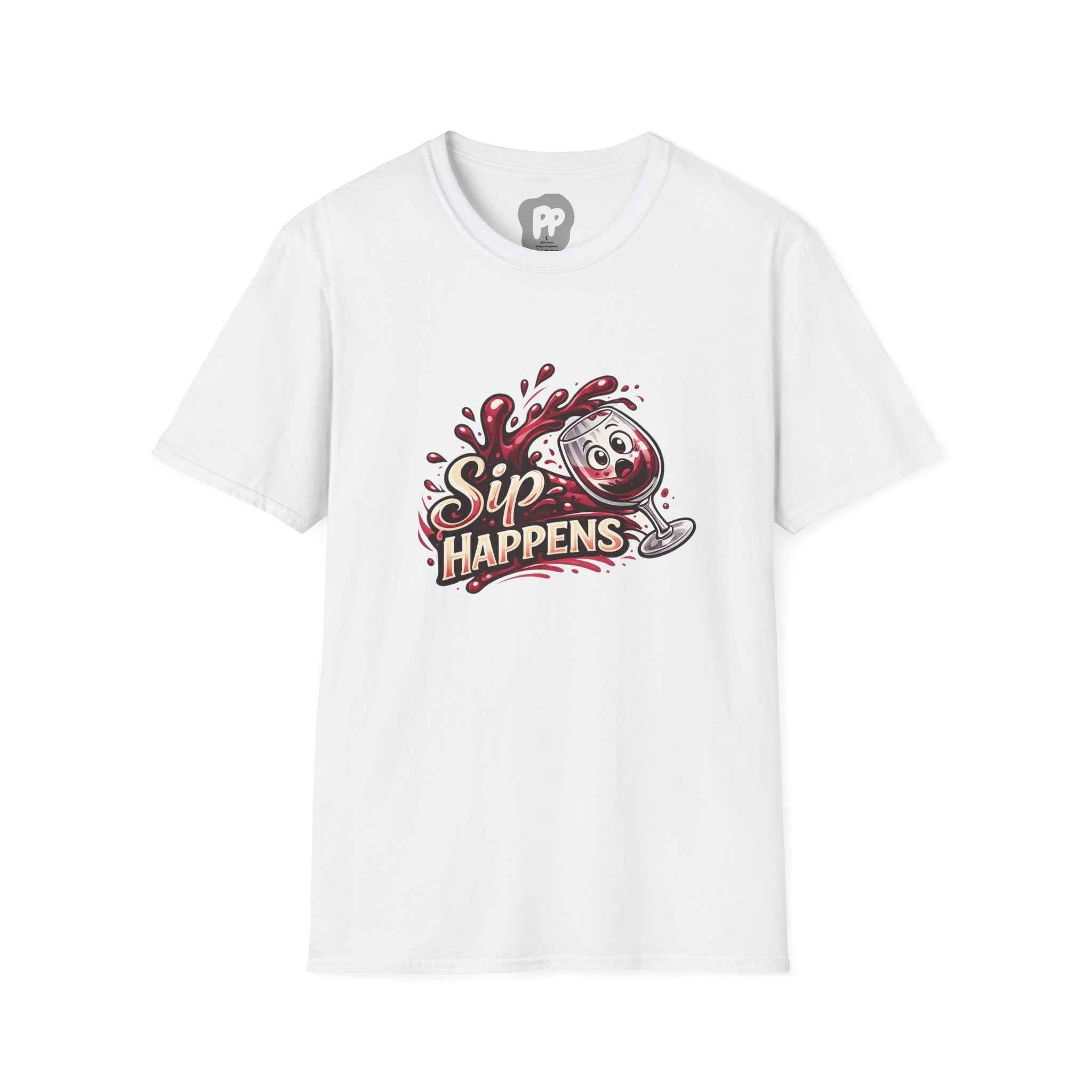 Sip Happens Wine Glass Graphic T-Shirt | Funny Wine Shirt