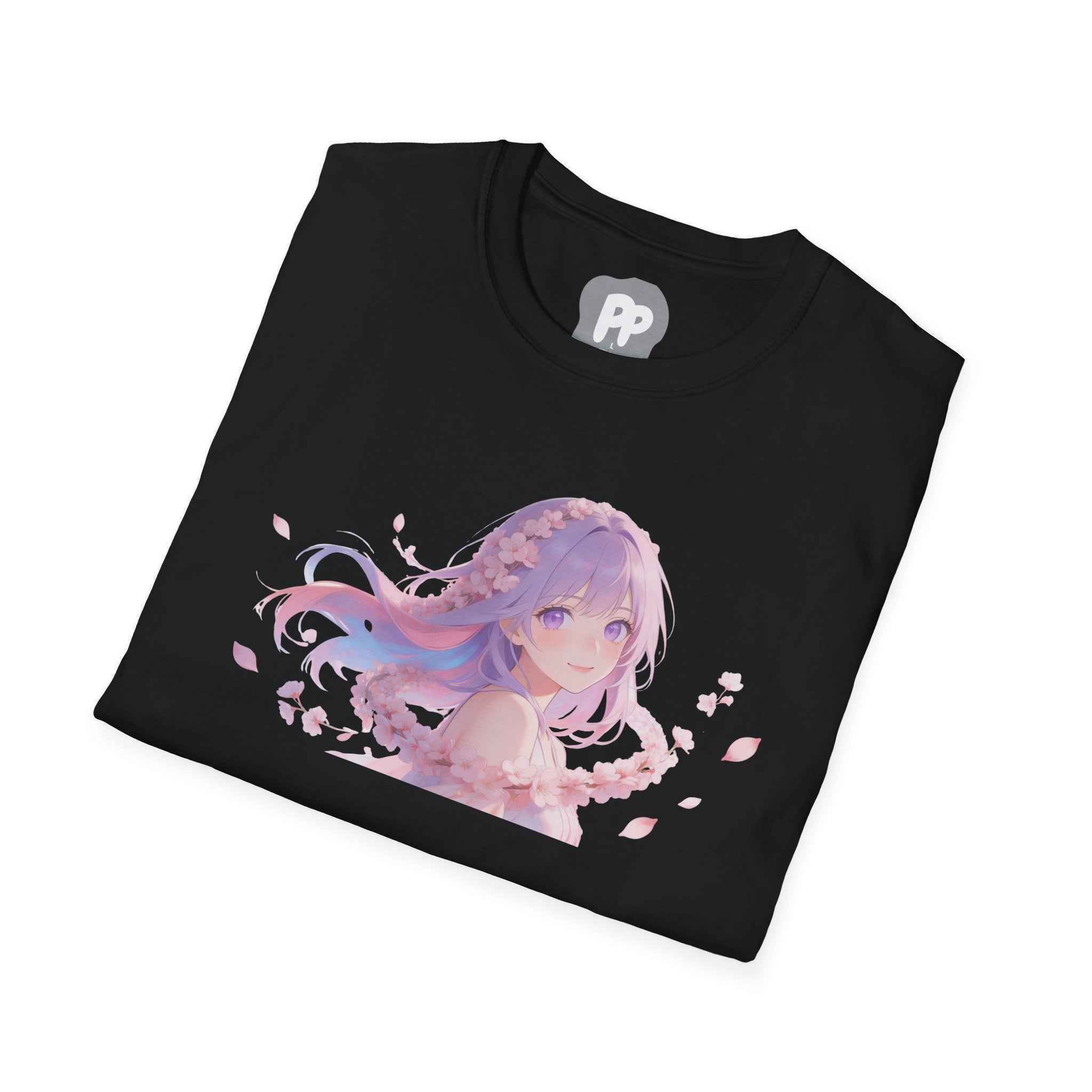 Anime Girl Floral Portrait T-Shirt