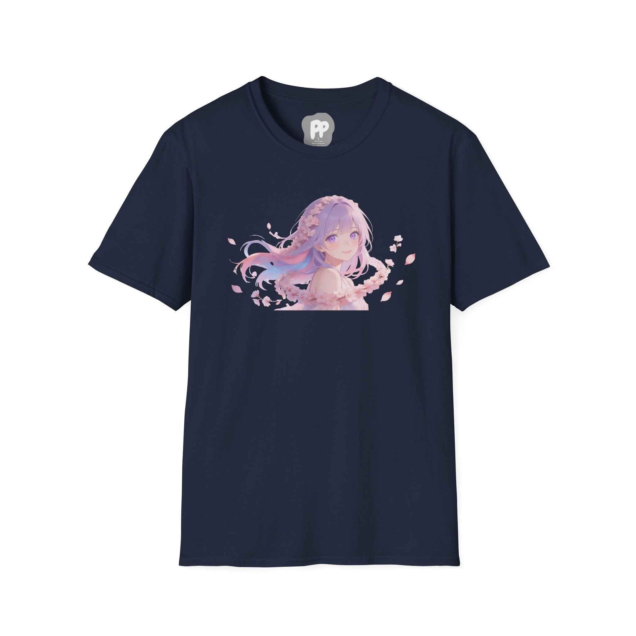 Anime Girl Floral Portrait T-Shirt