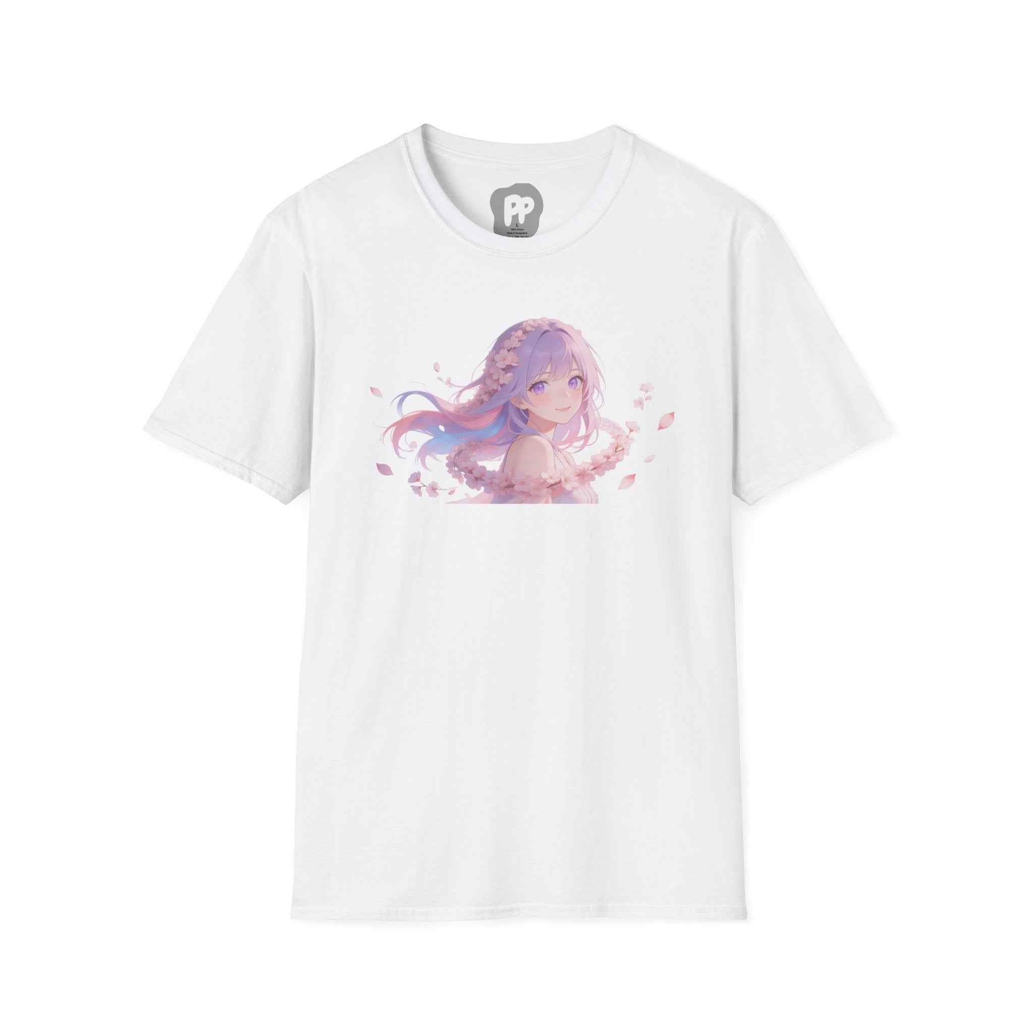 Anime Girl Floral Portrait T-Shirt