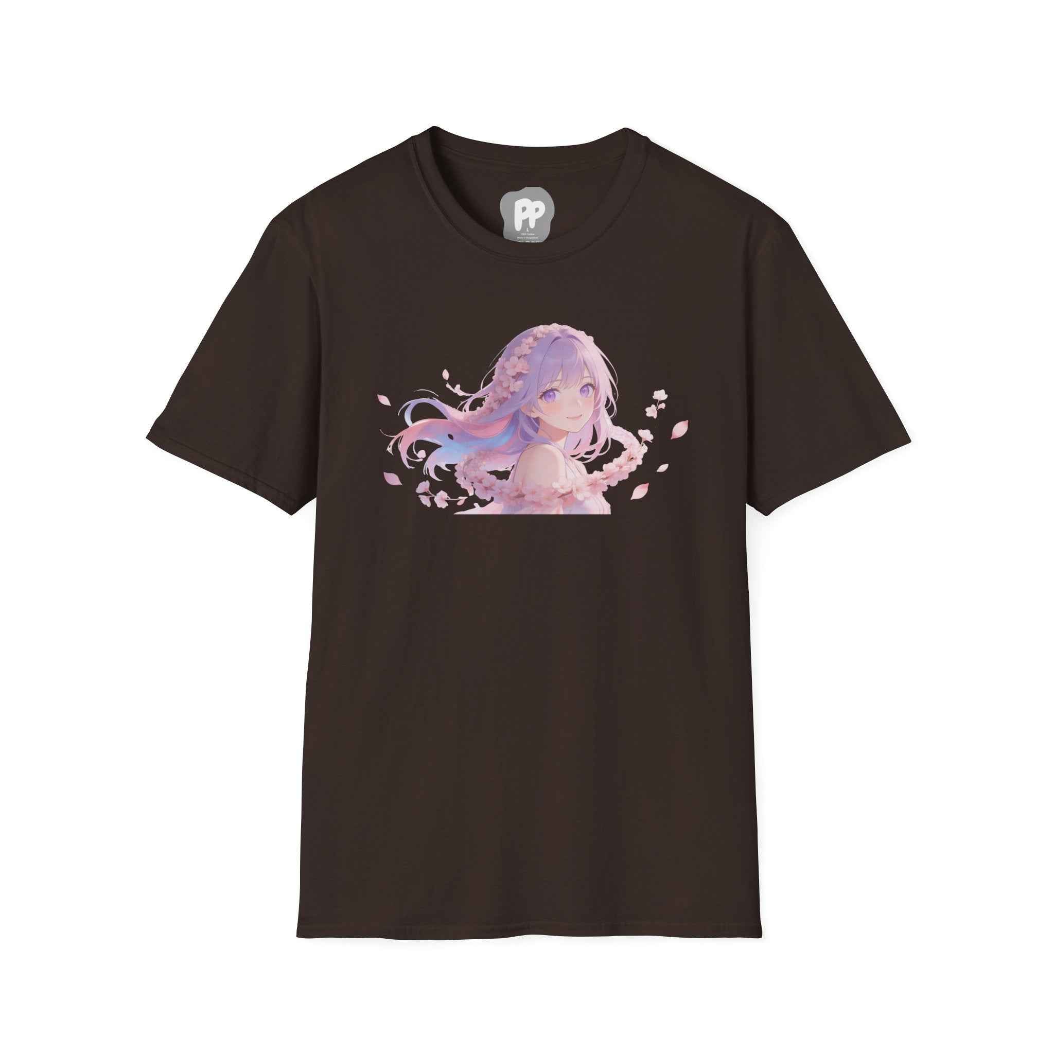 Anime Girl Floral Portrait T-Shirt