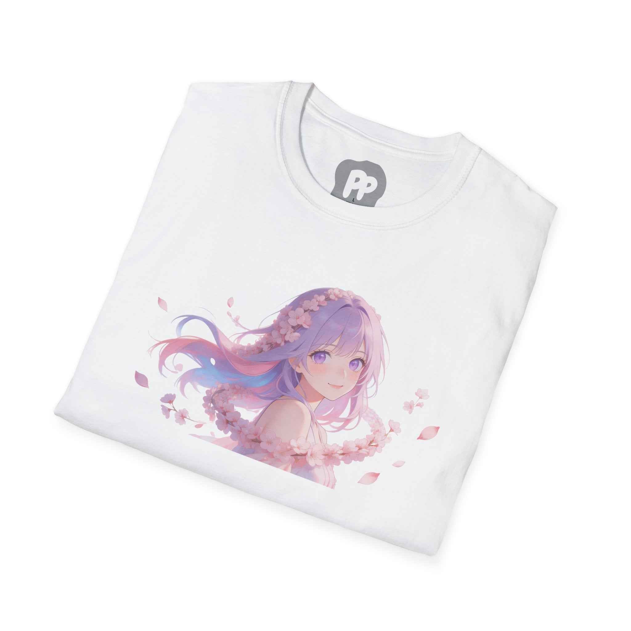 Anime Girl Floral Portrait T-Shirt