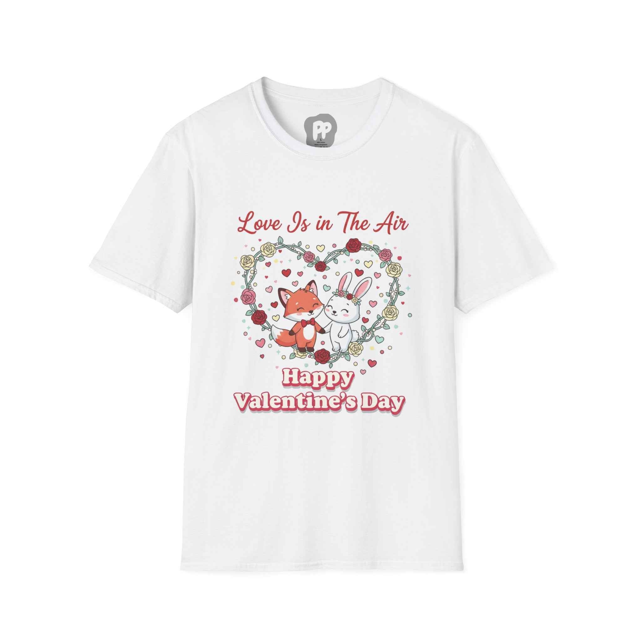 Love Is In The Air Fox And Rabbit Heart Wreath T-Shirt