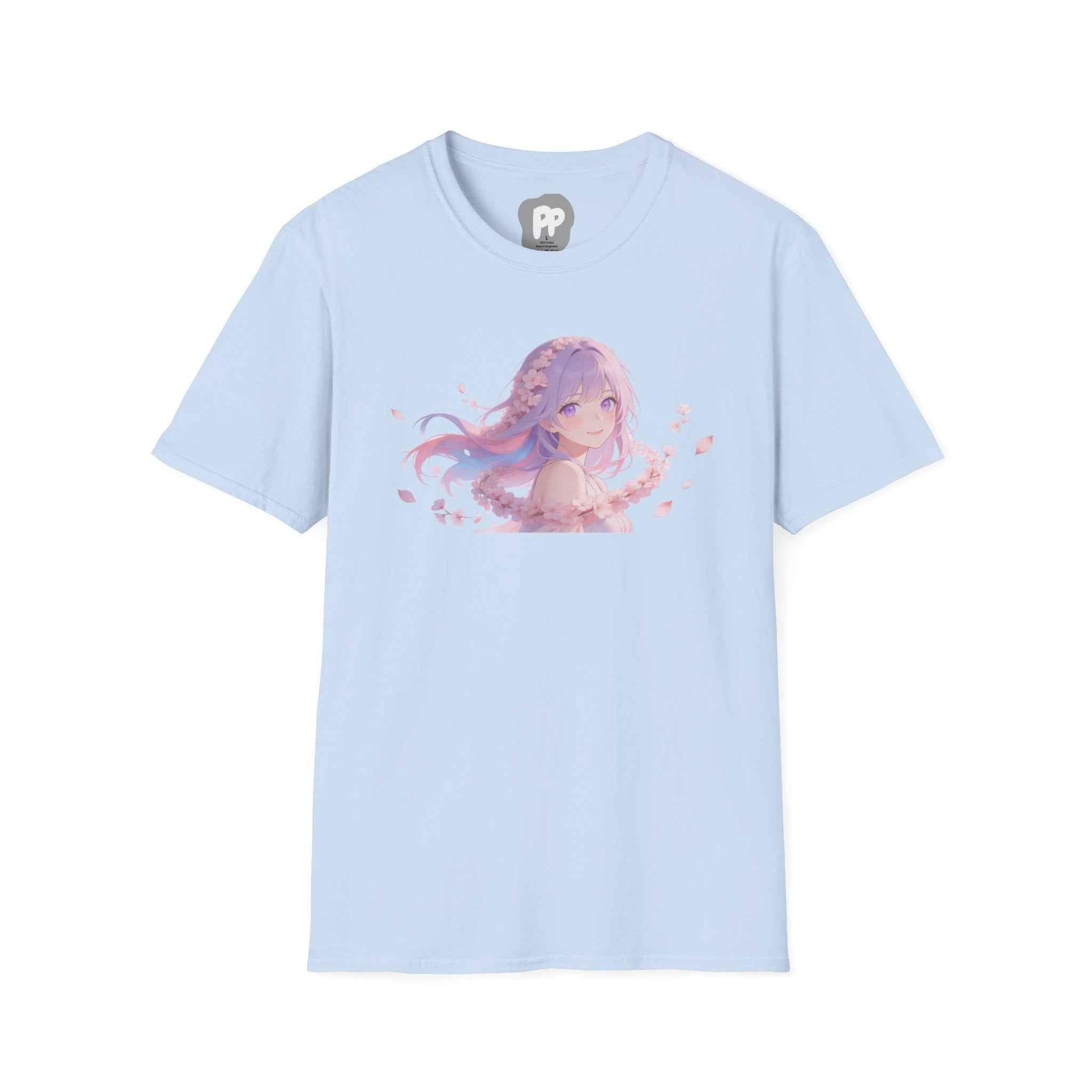 Anime Girl Floral Portrait T-Shirt