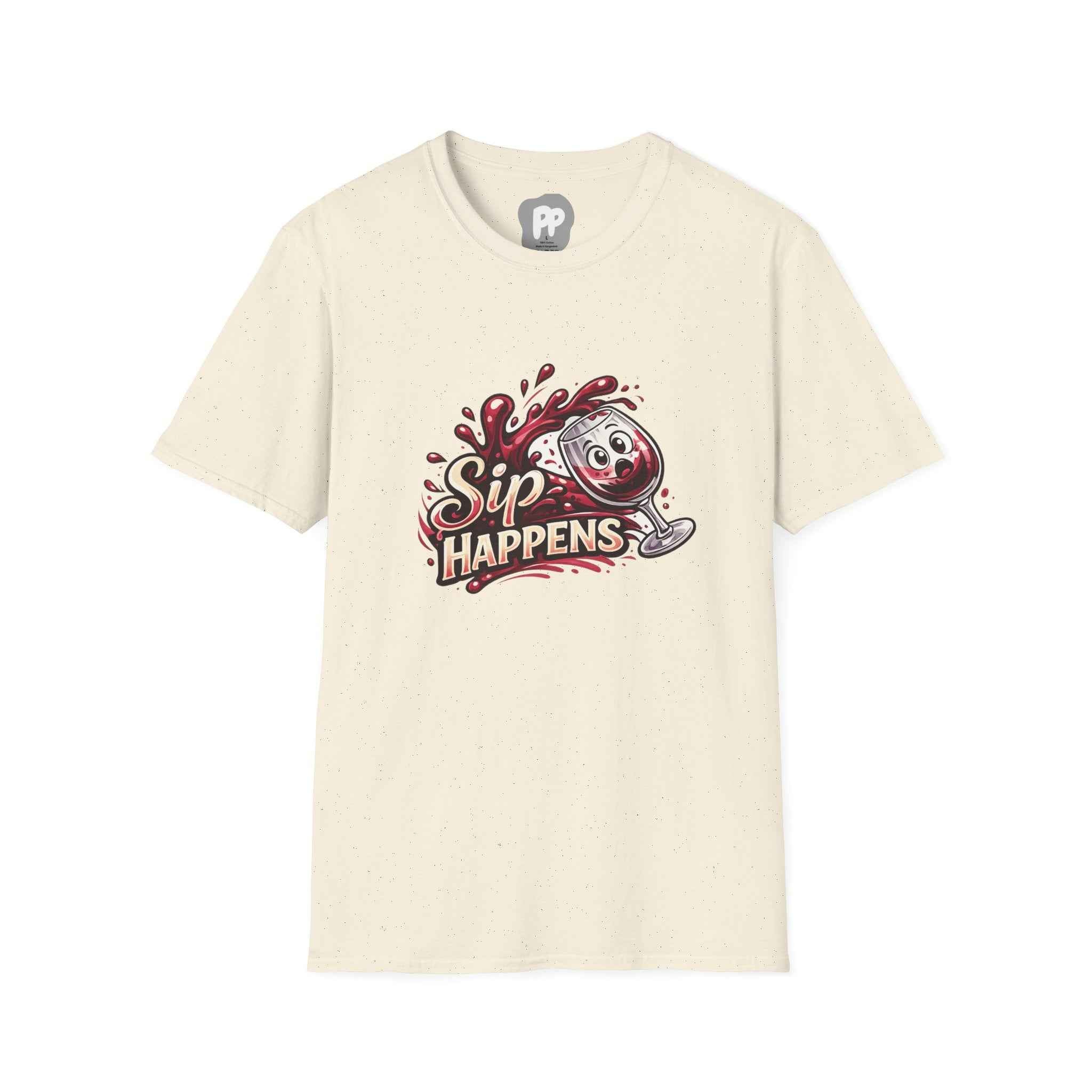 Sip Happens Wine Glass Graphic T-Shirt | Funny Wine Shirt